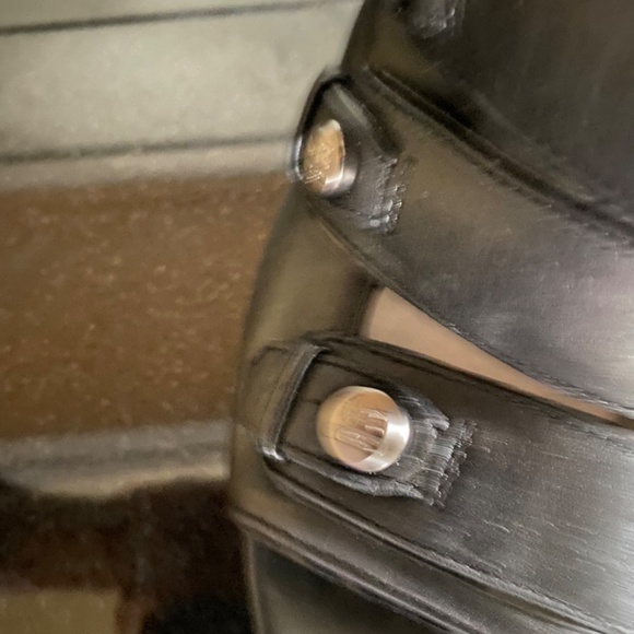 COACH SANDRA CALF BLACK LEATHER OPEN TOE STRAPPY HEELS PLATFORM Size 8 - Picture 9 of 15